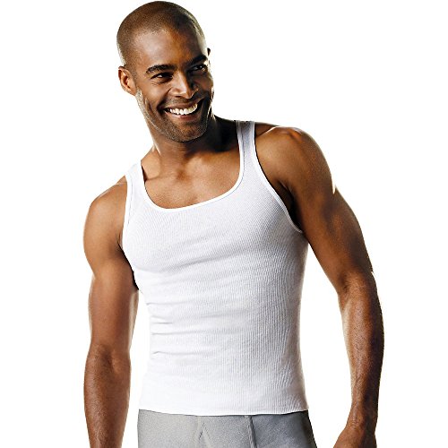 Men's Moisture Wicking Tank Undershirts (6-Pack, White, Medium)