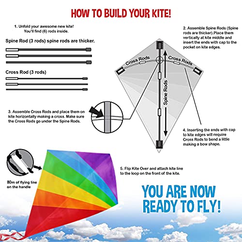 Large Diamond Kite for Kids - Lightweight and Easy to Fly