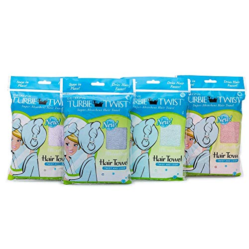 Turbie Twist Microfiber Hair Towel Wrap for Women and Men (4 Pack)