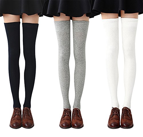 Chalier Women's Striped Over the Knee Socks