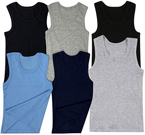 ToBeInStyle Boys' 4 Pack Double Hem Tank Tops