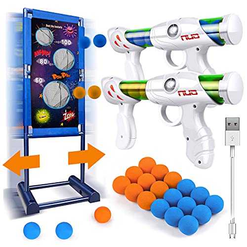 Kaufam Gun Toy Gift for Kids - Moving Shooting Target with 2 Blaster Guns and 18 Foam Balls