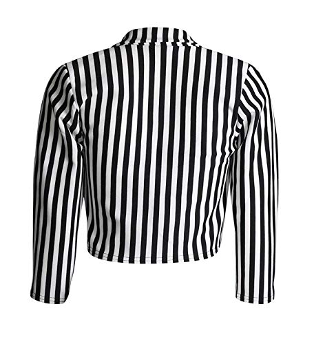 Loxdonz Women's Striped Crop Blazer Jacket