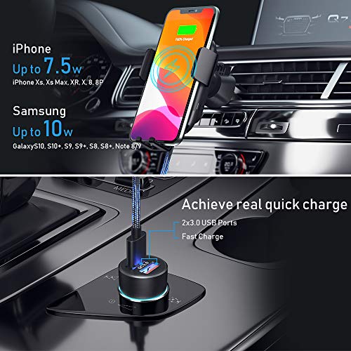CTYBB Wireless Car Charger with Auto-Clamping Air Vent Mount and QC3.0 Charger, 10W Fast Charging for Samsung and iPhone