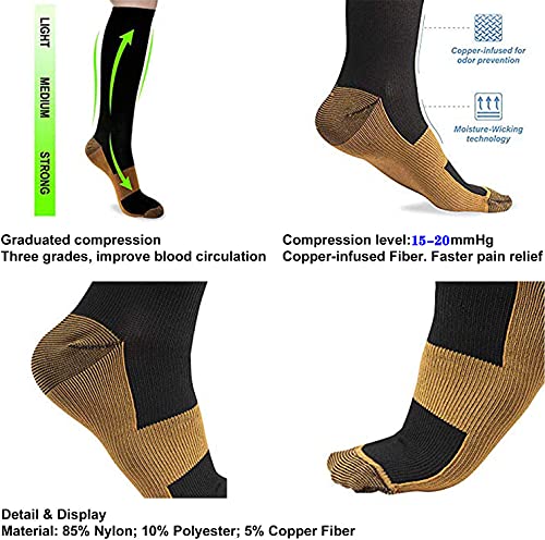 Graduated Copper Compression Socks, 8 Pairs