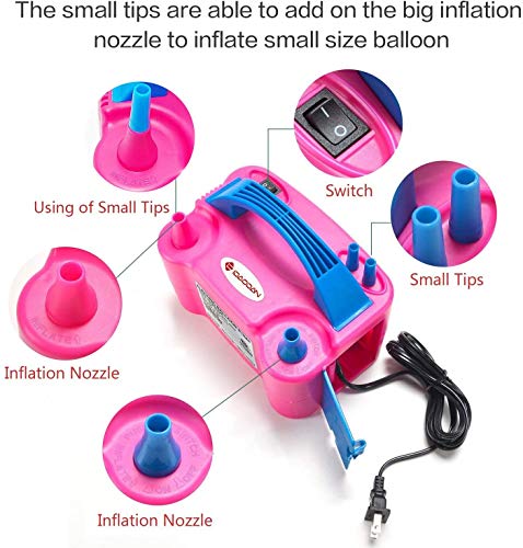 IDAODAN Portable Dual Nozzle Rose Red 110V 600W Electric Balloon Blower Pump/Electric Balloon Inflator For Decoration