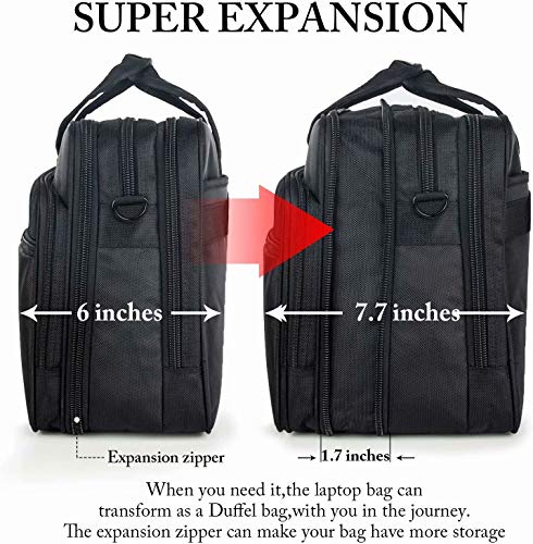17 inch Laptop Bag, Travel Briefcase with Organizer, Expandable Large Hybrid Shoulder Bag, Water Resistant Business Messenger Briefcases for Men and Women Fits 17 15.6 Inch Laptop, Computer, Tablet