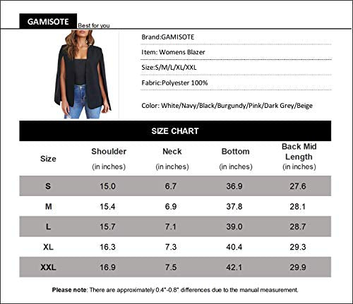 GAMISOTE Women's Split Sleeve Cape Blazer Jacket
