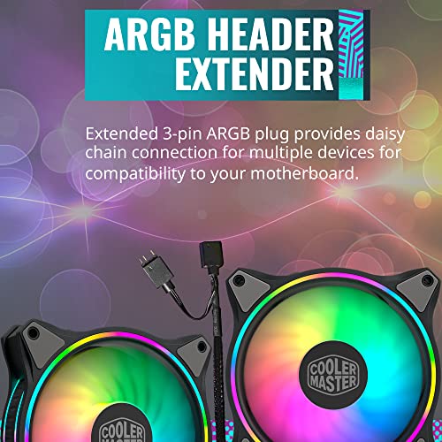 Cooler Master MasterFan MF120 Halo 3in1 Duo-Ring ARGB 3-Pin LightingFan, 24 Independently LEDS, PWM Static Pressure Fan, Absorbing Pads for Computer Case & Liquid Radiator