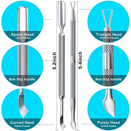 2PCS Silver Cuticle Pusher and Cutter Set - Stainless Steel
