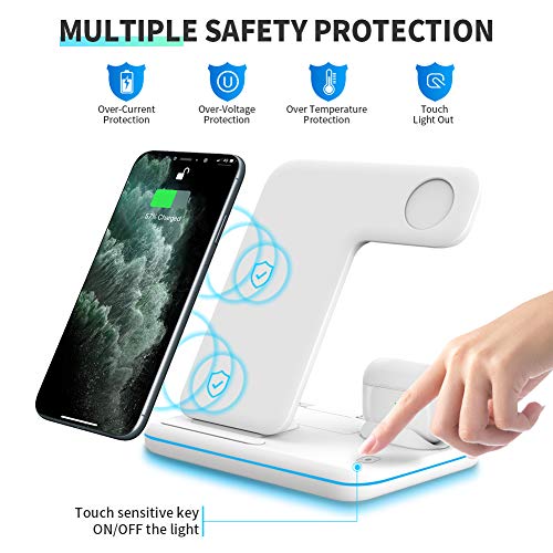 WAITIEE Wireless Charger 3 in 1, 15W Fast Charging Station for Apple iWatch,AirPods Pro, Compatible with iPhone
