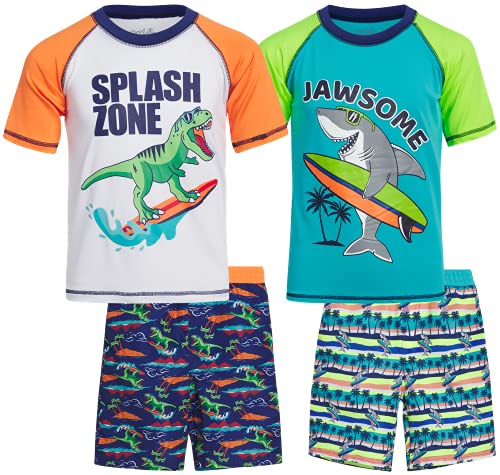 Quad Seven Boys' Rashguard Set, Surfer Shark/Dino, 10