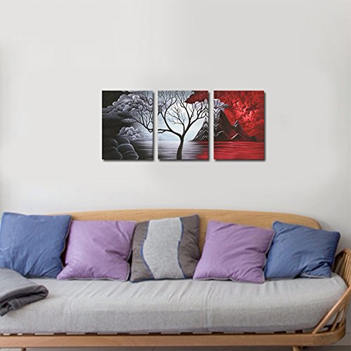 Wieco Art Cloud Tree Landscape Canvas Wall Art - 3 Panels