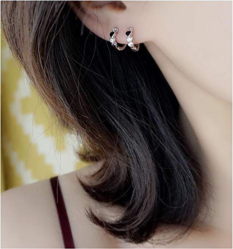 CZ Love Heart Sleeper Hoop Earrings for Women