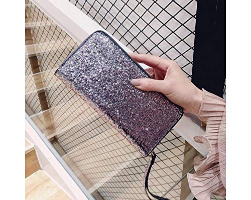 Glitter Zipper Wristlet Clutch