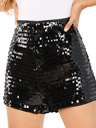 Sequin Glitter Zip-Up Shorts