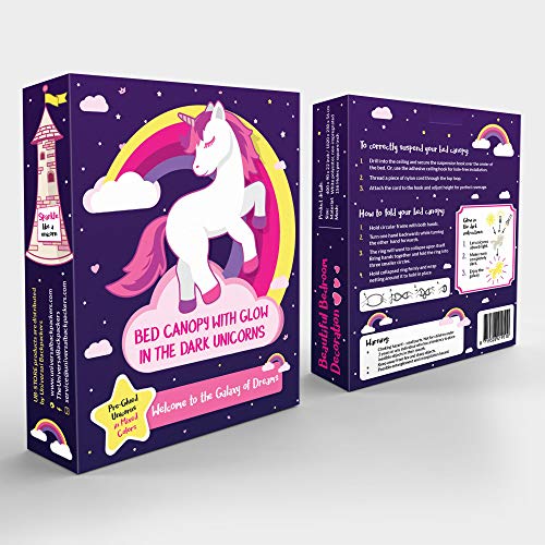 UB-STORE Glow in The Dark Unicorn Canopy Bed