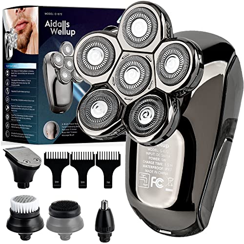 AidallsWellup Men's 5-in-1 Electric Head Shaver