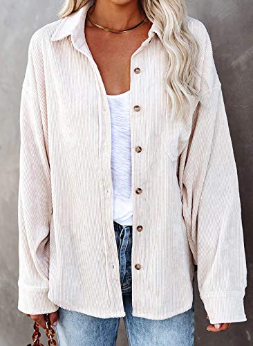 Astylish Womens Corduroy Button Down Blouse