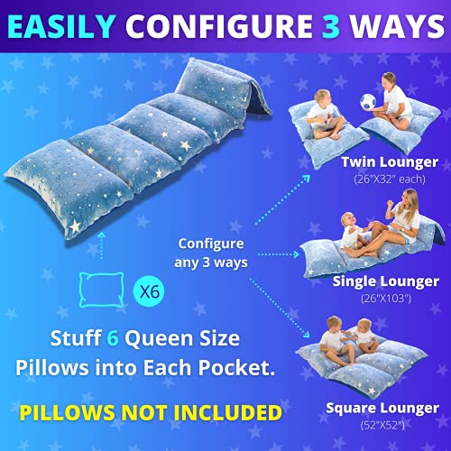 COLUX Glow in The Dark 3 in 1 Kids Pillow Bed Floor Lounger Cover