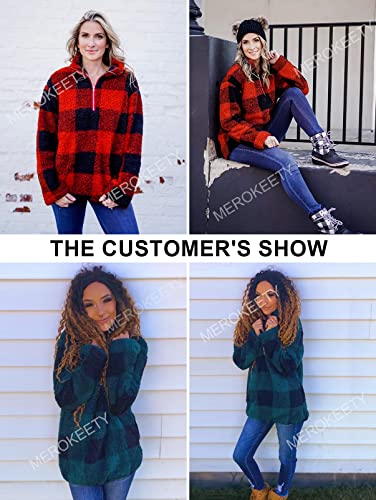 Plaid Sherpa Fleece Zip Sweatshirt