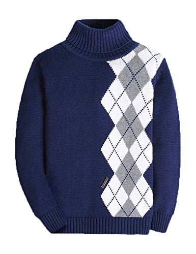Boys' Argyle Plaid Sweater, Navy, Size 10