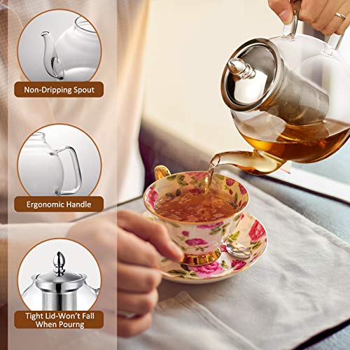 Hiware 1000ml Glass Teapot with Infuser