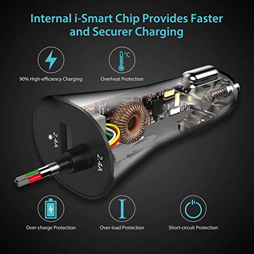 Syncwire Apple MFI Certified Car Charger with Coiled Lightning Cable for iPhone/iPad