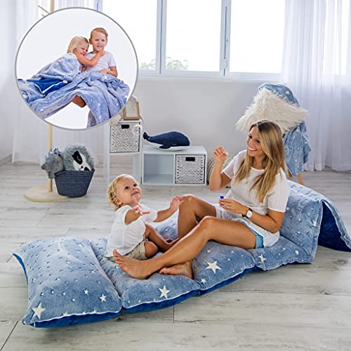 COLUX Glow in The Dark 3 in 1 Kids Pillow Bed Floor Lounger Cover