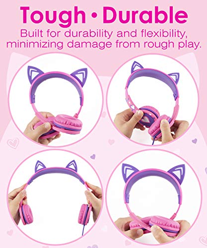 FosPower Kids LED Cat Ear Headphones
