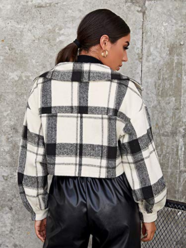 Floerns Buffalo Plaid Crop Jacket Coat.