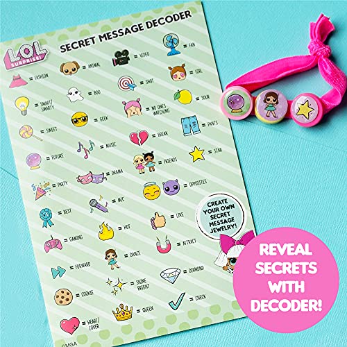 L.O.L. Surprise! Secret Message Jewelry - LOL Dolls DIY Jewelry Making Craft Kit - Create Bracelets & Accessories with 400+ Beads & Charms, Sticker Sheets, Secret Decoder & More - Great Gift for Girls