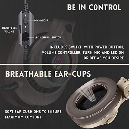 HP USB PC Gaming Headset with Microphone. 7.1 Surround Sound, RGB LED Lighting