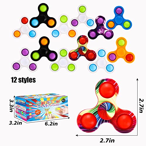 MILESTAR Pop Fidget Spinners, 12-Pack Simple Dimple Sensory Toy Set for Adults