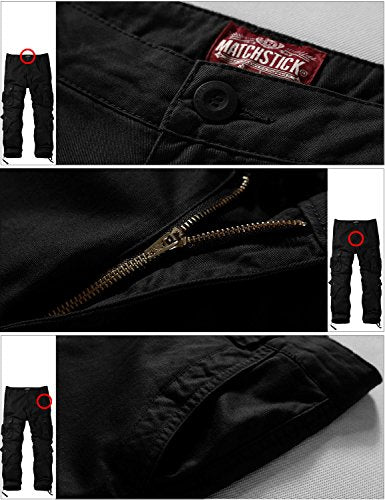 Match Men's Wild Cargo Pants(Black,32)