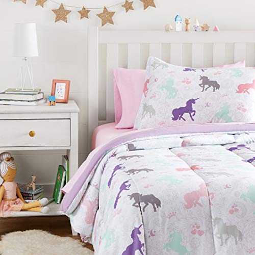 Amazon Basics Purple Unicorns Bed-in-a-Bag Set