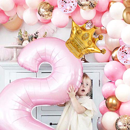 62Pcs Pink Gold Confetti Latex Balloons Kit, 12 Inch Pink White Gold Helium Balloons Party Supplies for Confession Proposal Wedding Girl Birthday Baby Shower Party Decoration