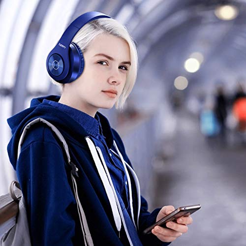 TUINYO Wireless Bluetooth Headphones - Over Ear, 40H Playtime, Deep Bass, Dark Blue
