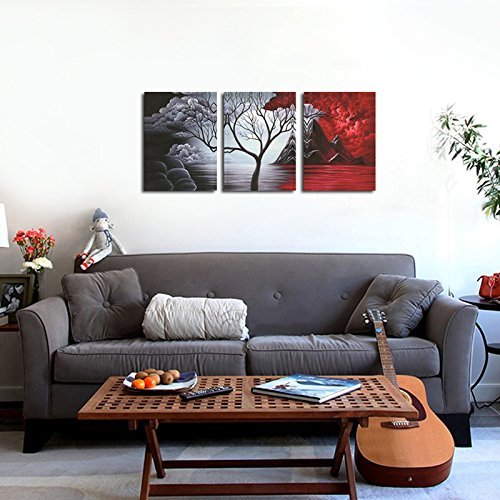 Wieco Art Cloud Tree Landscape Canvas Wall Art - 3 Panels