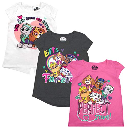 Paw Patrol T-Shirts 3-Pack for Girls and Toddlers (Nickelodeon, Pink, Size 5)