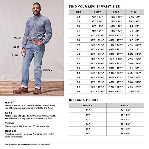Levi's Men's 505 Regular Fit Jeans, Black, 34W x 32L