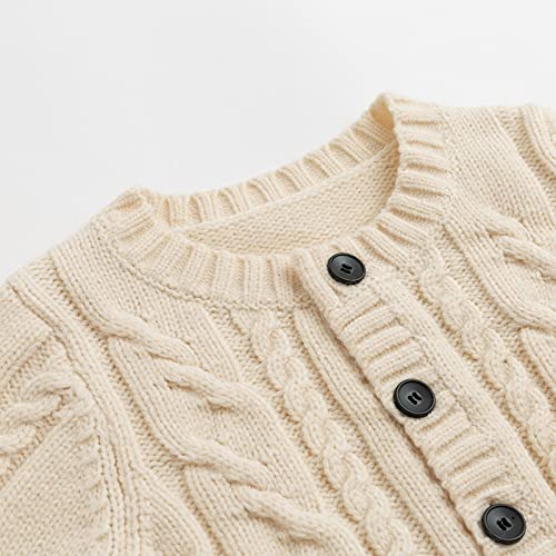 Curipeer Boys' Fall Cable Knit Cardigan Sweater, Apricot