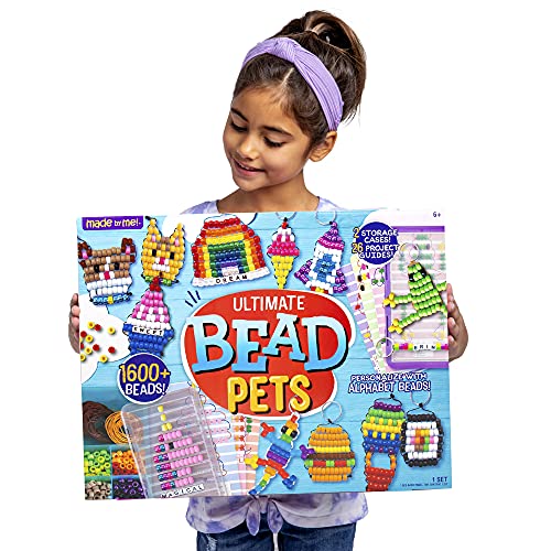 Made By Me Ultimate Bead Pets By Horizon Group USA, Bead Pets Crafts For Kids, Includes Over 1400 Beads, Cording, Keychains & Carabiner Clips, Design Templates, Storage Cases & More