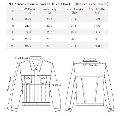 LZLER Jean Jacket for Men, Classic Ripped Slim Denim Jacket with Holes(Blue 1801, L)