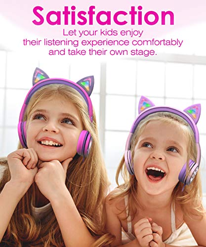 FosPower Kids LED Cat Ear Headphones
