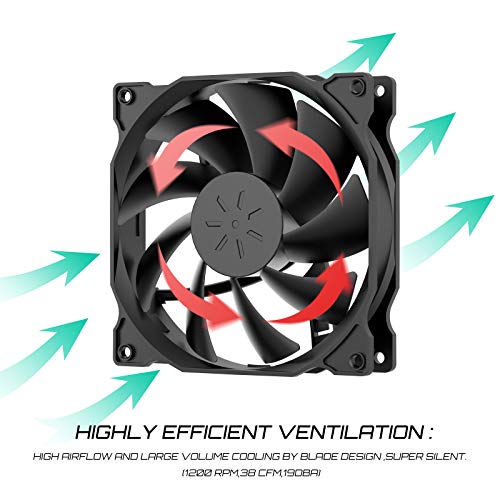 uphere 3-Pack Long Life Computer Case Fan 120mm Cooling Case Fan for Computer Cases Cooling,12BK3-3
