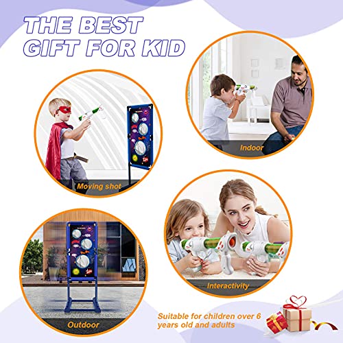 Kaufam Gun Toy Gift for Kids - Moving Shooting Target with 2 Blaster Guns and 18 Foam Balls