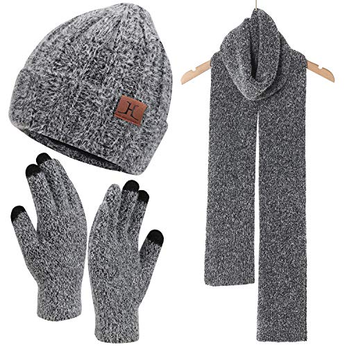 Women's Winter Knit Hat, Gloves, Scarf Set