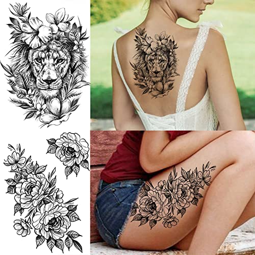 Yezunir 32 Sheets Sexy Realistic Rose Flower Temporary Tattoos