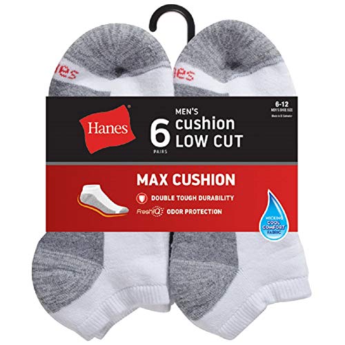 Men's Max Cushion Low Cut Socks (6-Pack, White)